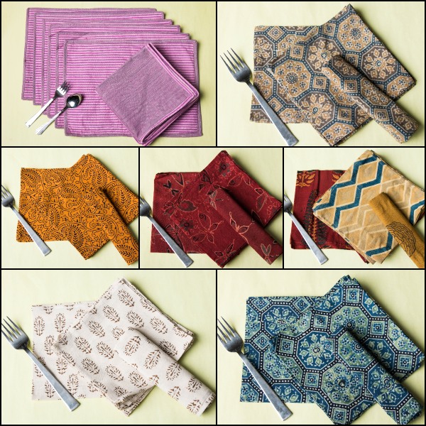 Rang Bahar Block Printed Cotton Table Napkins Sets