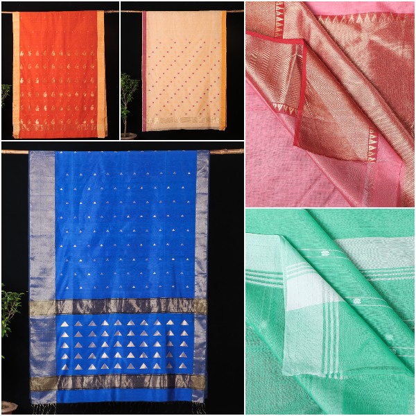 Traditional Chanderi Handloom Silk & Mercerized Cotton Sarees by Rauph Khan
