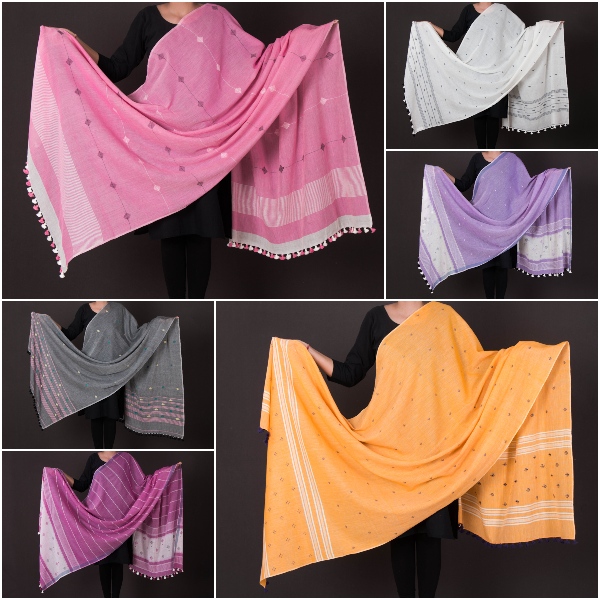 Phulia Muslin Cotton Jamdani Dupattas by SASHA