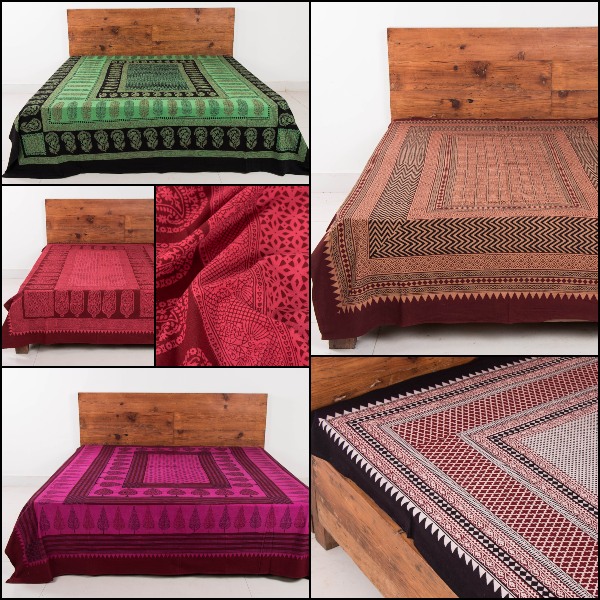 Bagh Hand Block Print Natural Dyed Pure Cotton Bed Covers by Umar Faruk Khatri