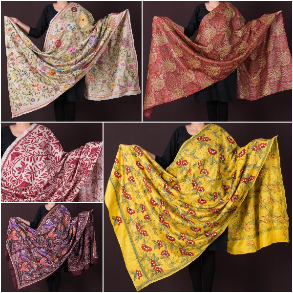 Authentic Bengal Kantha Handloom Pure Silk & Tussar Silk Dupattas by Alima Khatun and Ruisa