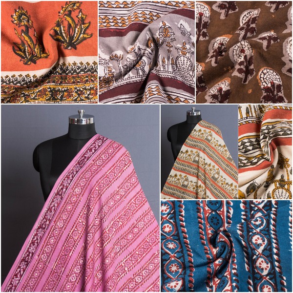 Jahota Hand Block Printed Natural Dyed Pure Cotton Fabrics