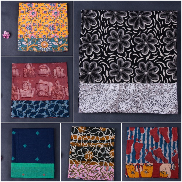 Rangoli Cotton & Silk Blouse Materials with Border by Jalpari