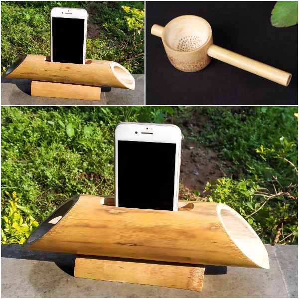 Handcarved Natural Bamboo Speakers & Tea Strainers