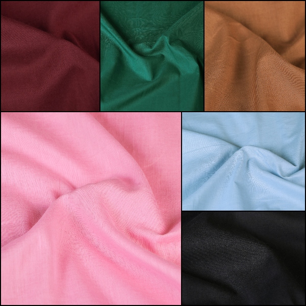 New! Dyed Plain Cotton Fabrics - Slub, Mulmul, Flex
