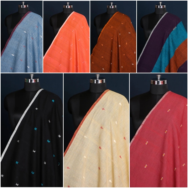 Pure Handloom Mangalgiri Godavari Jamdani Buti Cotton Fabrics from Andhra Pradesh