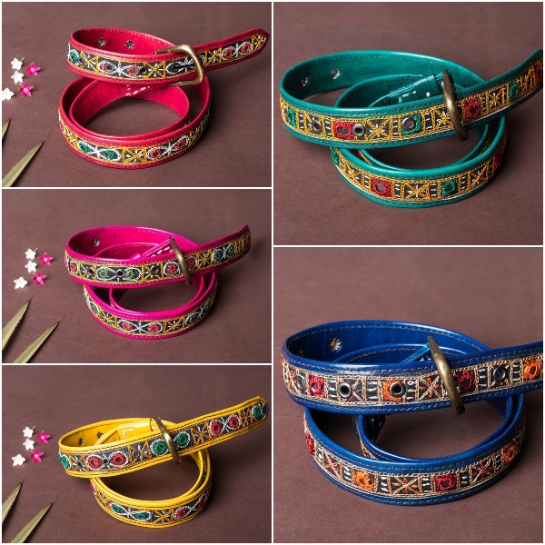 Kutchhi Hand Embroidery Mirror Work Pure Leather Belts