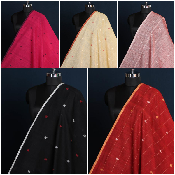 Pure Handloom Mangalgiri Godavari Jamdani Buti Cotton Fabrics from Andhra Pradesh