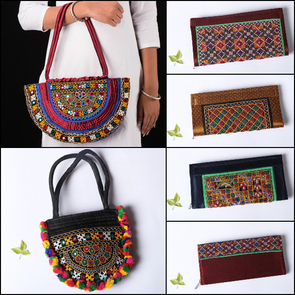 Kutchi Hand Embroidery Mirror Work Clutches, Shoulder & Sling Bags