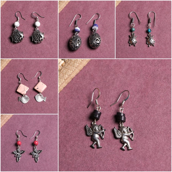 Handmade German Silver Bead Work Earrings by Jalpari