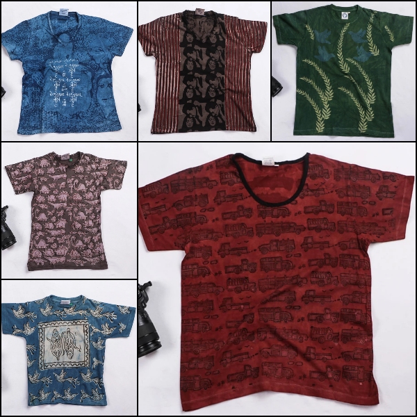 Block Art Prints Natural Dyed Cotton T-shirts by Bindaas Unlimited
