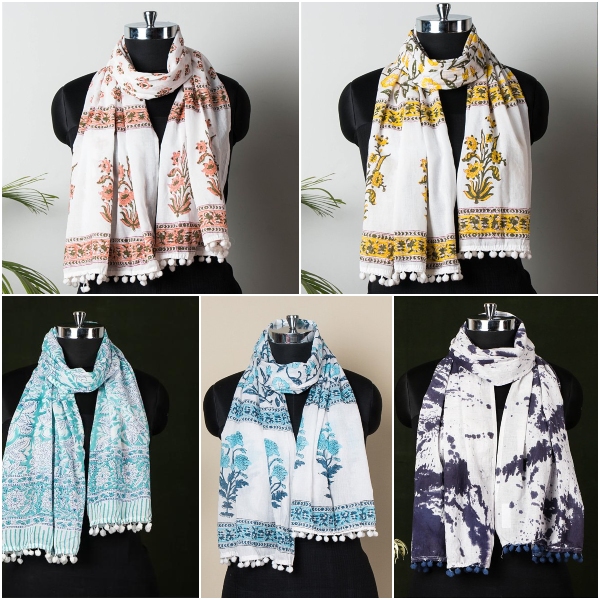 Sanganeri Block Printed Soft Cotton Stoles