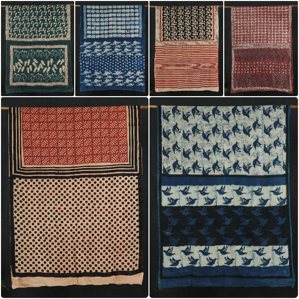 Bindaas Unlimited! Natural Dyed Art Block Print Cotton Sarees