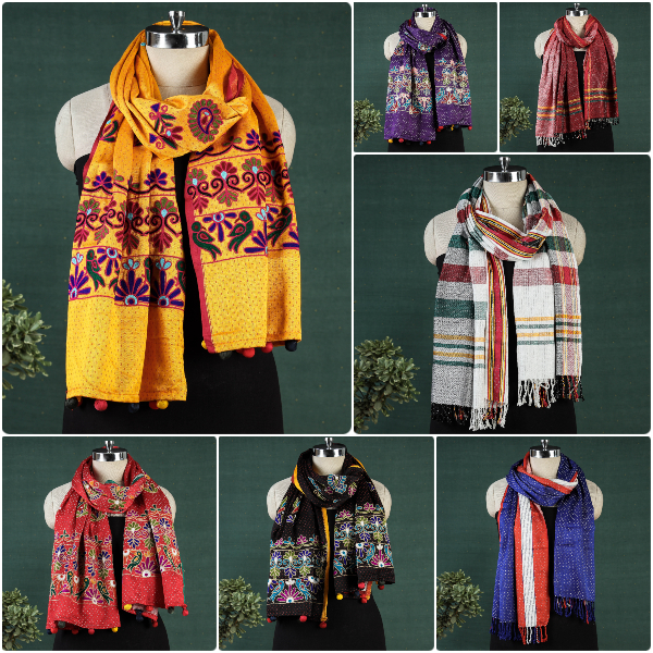 Pure Mashru Silk Aari Work Handloom Stoles