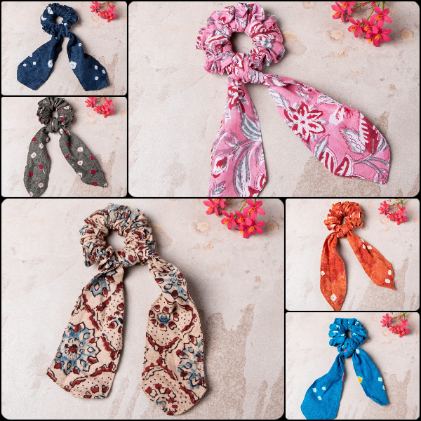 Block Print & Bandhani Hair Bands / Scrunchy Ties