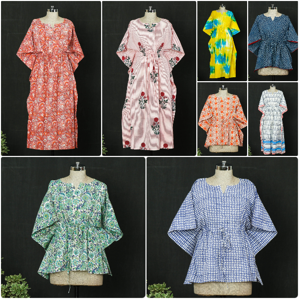 Hand Block Prints Cotton Kaftans by Chutney Craft Studio