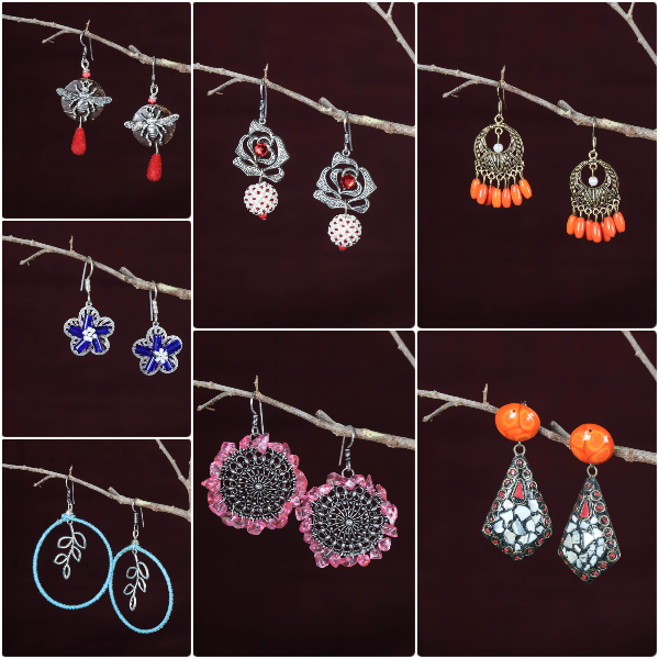 Handmade GS & Thread Bead Stone Work Earrings