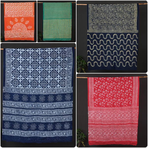 Hand Batik Printed Mul Cotton Sarees